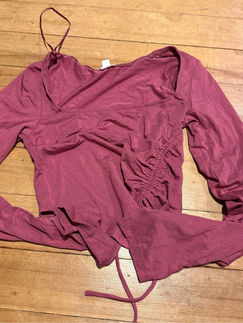 Garage Mauve Pink Long Sleeve Ruched Side Crop Top